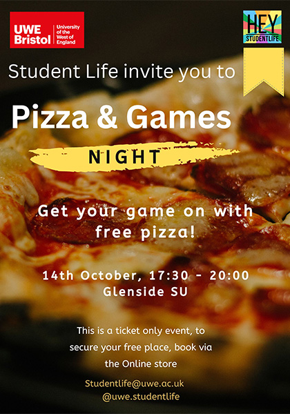 games and pizza night poster