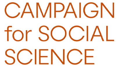 A poster saying 'Campaign for Social Science' with white background