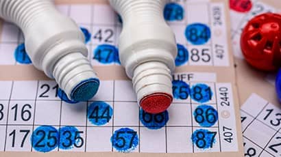 Bingo cards and markers.