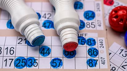 Bingo cards and markers.