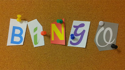 Bingo cards and markers.