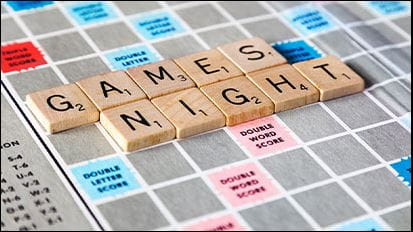 Wooden letters forming a 'games night' phrase
