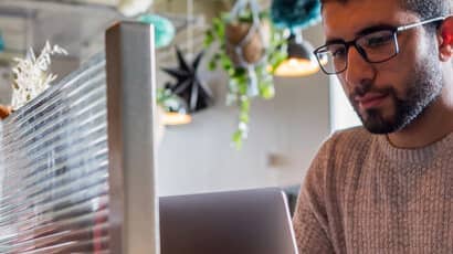 Student using laptop