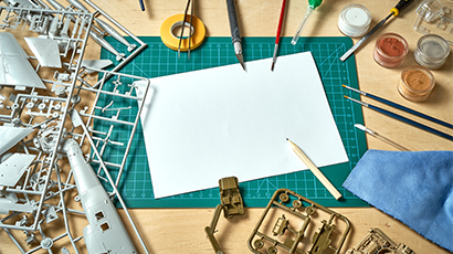 A selection of craft tools for model building.