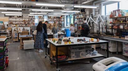 Prospective students and their families take a tour around the Fabrication facilities at City Campus.