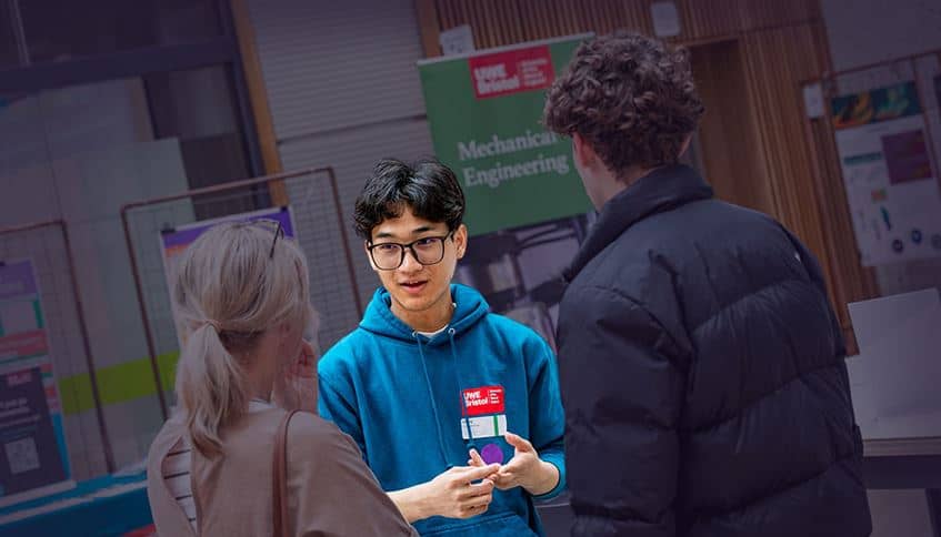 UWE Student ambassador helping at an Open Day