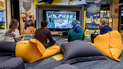 Students playing a computer game as part of Cyber Security Week