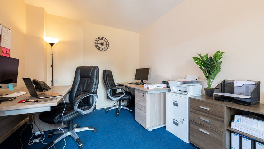 Communal office area at Shaftesbury Hall accommodation