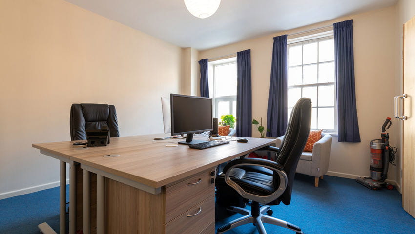 Desk area at Upper Quay House accommodation