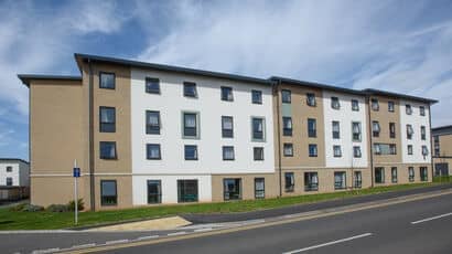 Exterior of Wallscourt Park block of student flats.