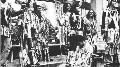 Group of students playing musical instruments. 
