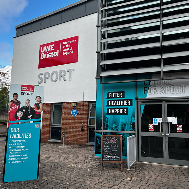 Centre for Sport building exterior at Frenchay Campus.
