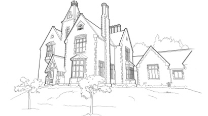 Line drawing of Wallscourt Farmhouse