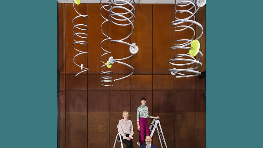 Nanowires' by Alice Channer on display in the Engineering Building.