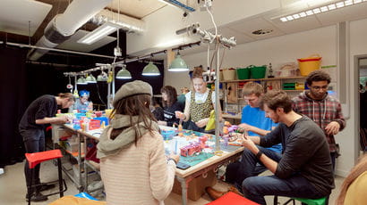 Animation studios with students working