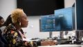 Student working in the Bloomberg Room