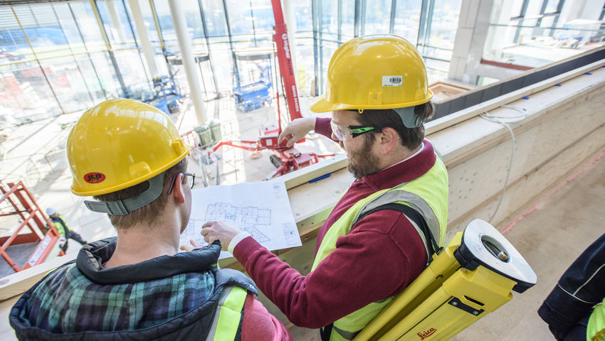 Construction work underway on the Business School building