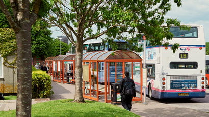 Bus stop at Frenchay Campus