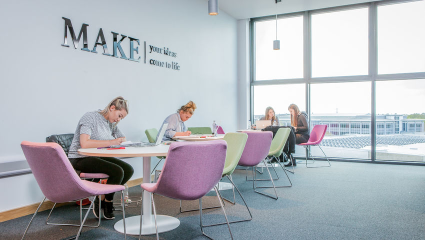 Seating area inside the Business School