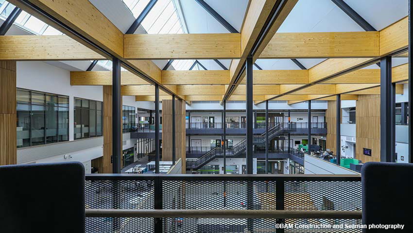 View from one of the balconies within the engineering building