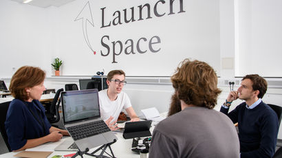 residents talking together at Launch Space