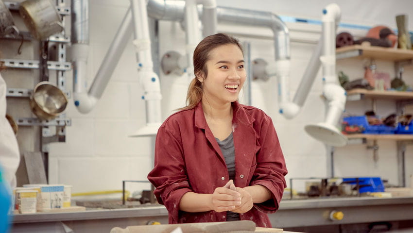 A student at work in the studio