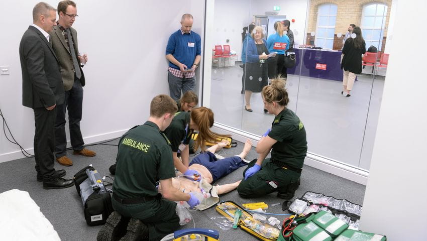Glenside paramedics using equipment