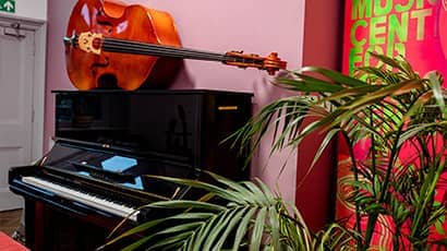 Piano room in the Centre for Music farmhouse.