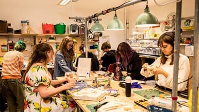 Students working on their animation projects in the art studio.