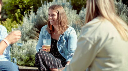 Student drinking beer