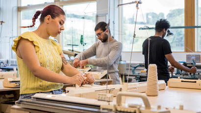 Fashion students working in a studio