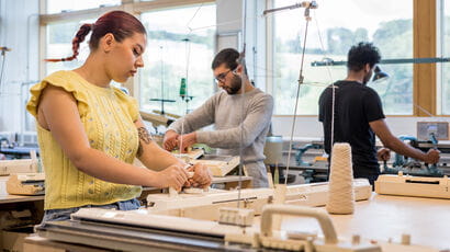 Fashion students working in a studio