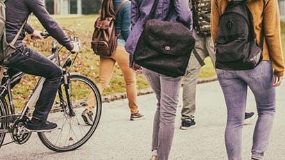 People walking down a street