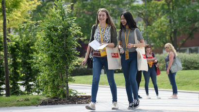 Two students on a campus tour at UWE Bristol