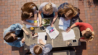 Students sitting at a table working