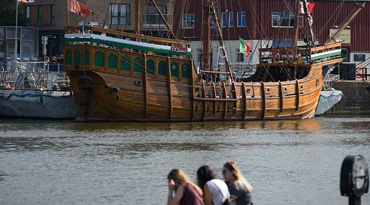 The Matthew boat moored in Bristol