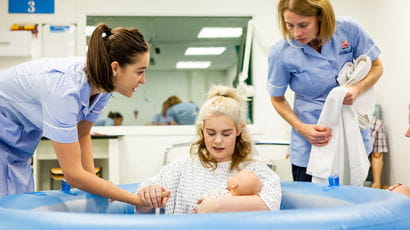 Students on a midwifery course use the excellent simulation suite facilities at UWE