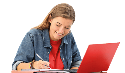 A student working on a laptop