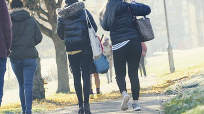 Students walking on Frenchay Campus