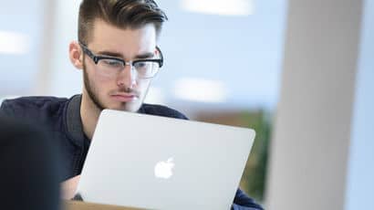 A student on a laptop