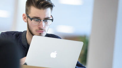 A student on a laptop