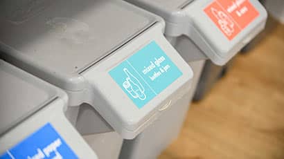 Close up of recycling boxes