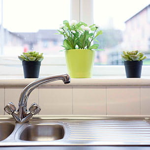 Kitchen sink in student accommodation