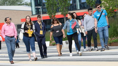 Visitors on a tour of Frenchay Campus