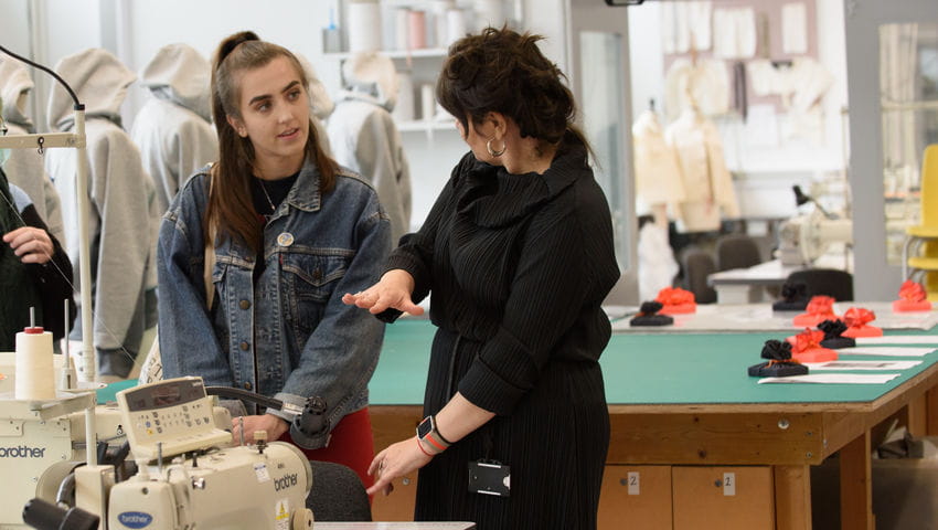 Student and teacher with mannequins