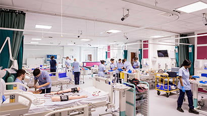Nursing students in the Skills and Simulation Centre