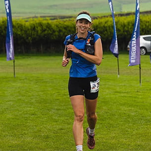 UWE Bristol Performance Sport nutritionist Rachel at an ultra race finish line. 