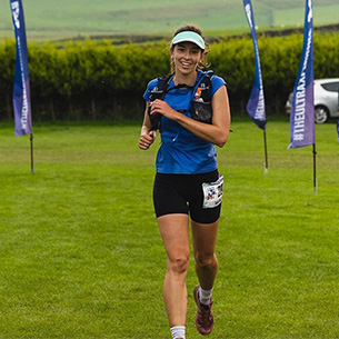 UWE Bristol Performance Sport nutritionist Rachel at an ultra race finish line.