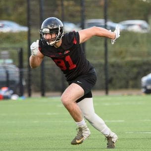 Student playing American Football at the Centre for Sport on Frenchay Campus.
