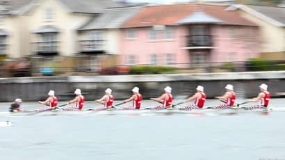 UWE Bristol Students taking part in a boat race.